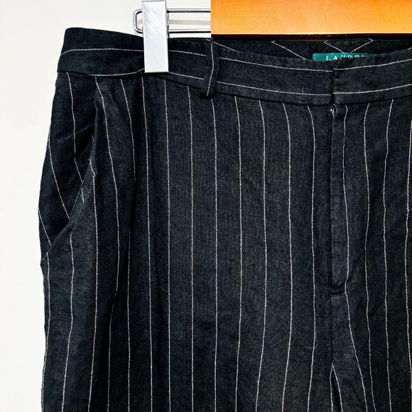 RALPH LAUREN Black striped linen pants - Picture 3 of 8